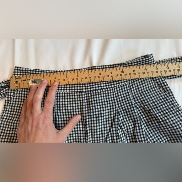 CARTONNIER BY ANTHROPOLOGY Gingham Tie Waist Shorts Women White/Blue Sz 0 - Picture 8 of 14